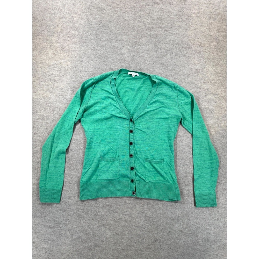 CAbi Billi Cardigan Sweater Womens Medium Ocean Green Tight Knit Button Front